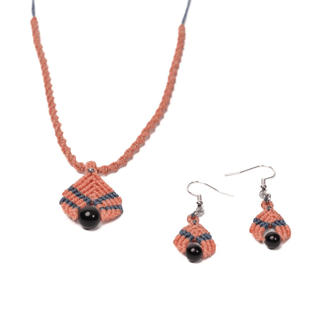 Parure harmonie – Collier et Boucles d'Oreille en Micro Macramé