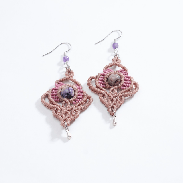 Boucles d’oreille perles de jade et améthyste