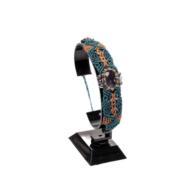Bracelet Élégance Améthyste – Micro Macramé