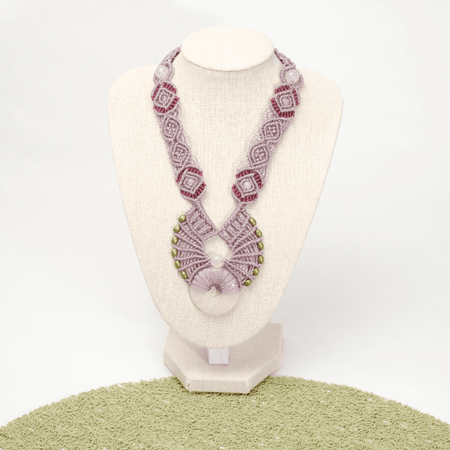 Collier pendentif donut quartz rose